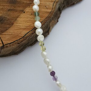 Freshwater pearl and gemstone necklace, flourite and pearl necklace image 8