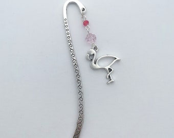 Flamingo Bookmark: Handmade Crystal Charm Bookmark