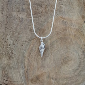 Silver Plated Shell Necklace: Hypoallergenic Pendant, 18 inch Chain