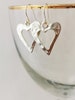 Hammered silver open heart earrings. Silver plated hypoallergenic 