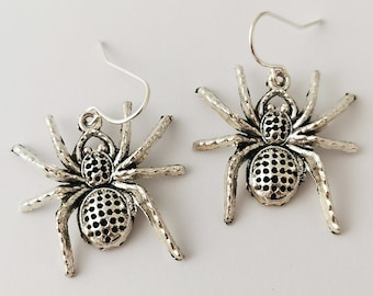 Silver spider earrings