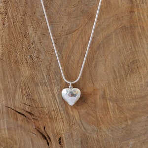 Hammered heart silver plated pendant necklace