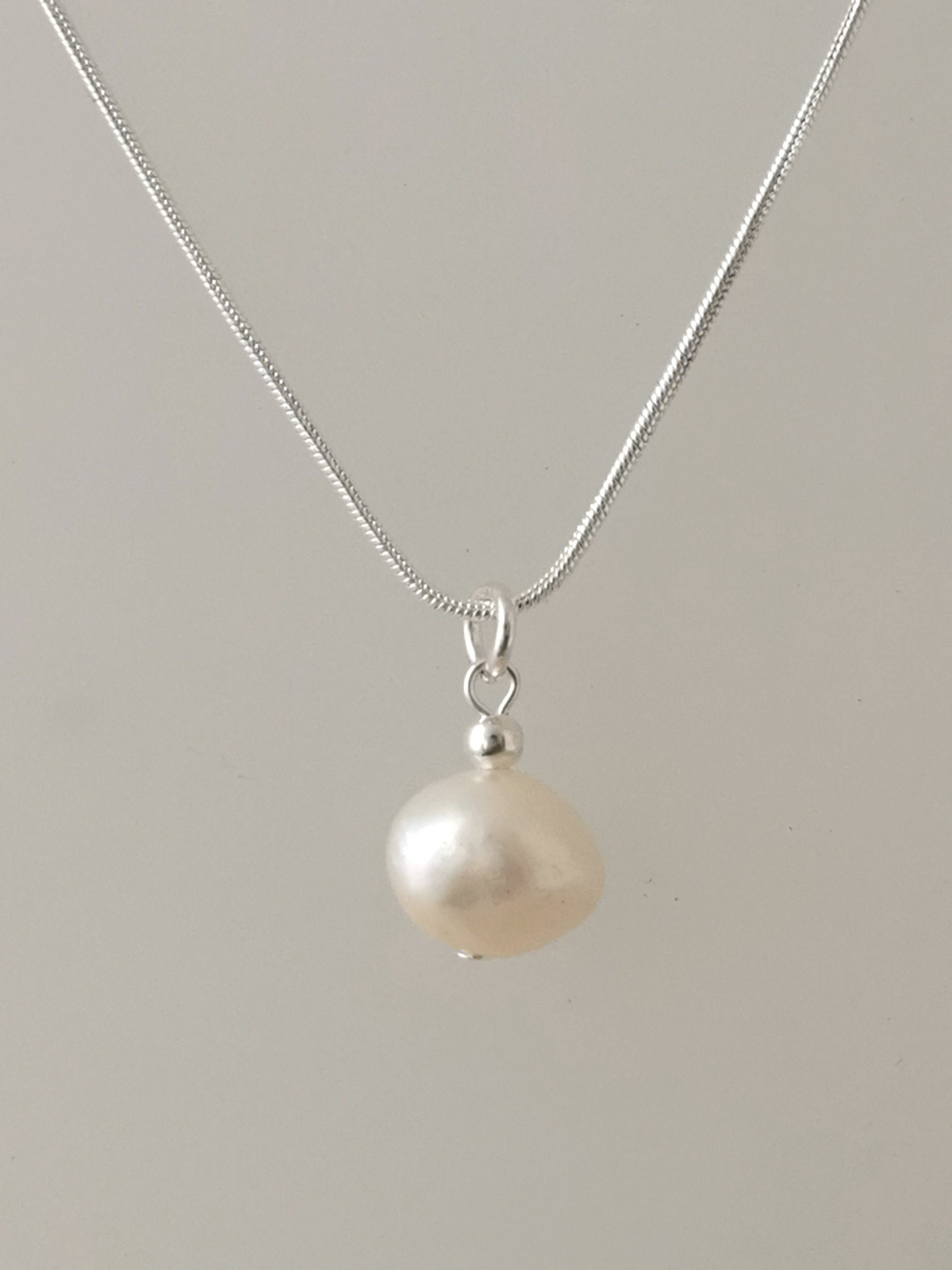 Simple Single Pearl Necklace. Single Pearl Drop Necklace. - Etsy