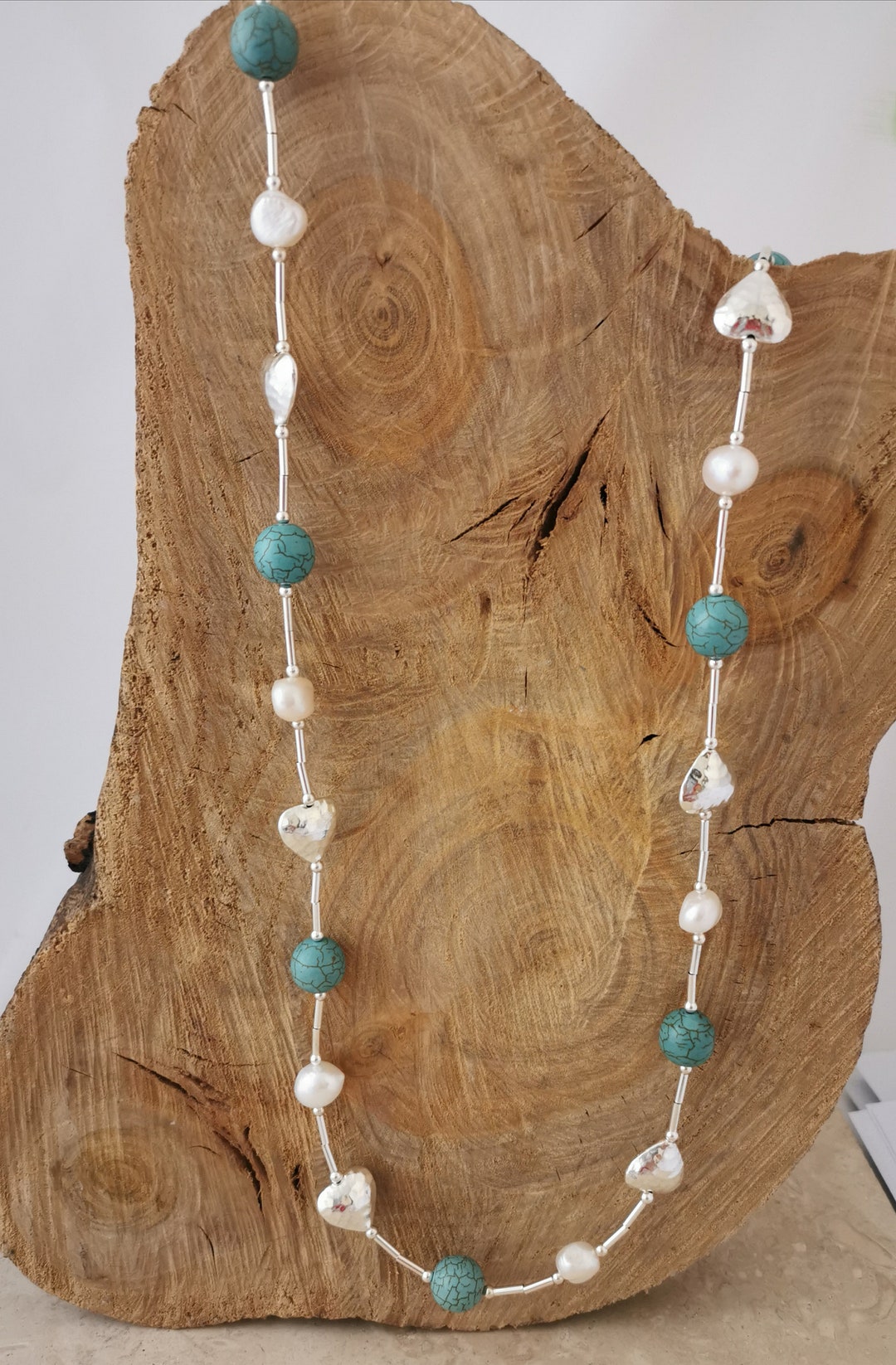 ★ NiRO SERENDIPITY★ HEART TURQUOISE PEARL NECKLACE #55 HEART TURQUOISE PEARL NECKLACE