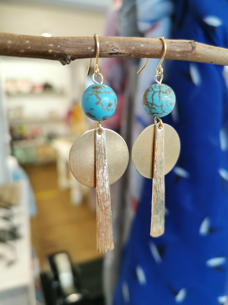 Gold and Turquoise Statement Earrings Etsy