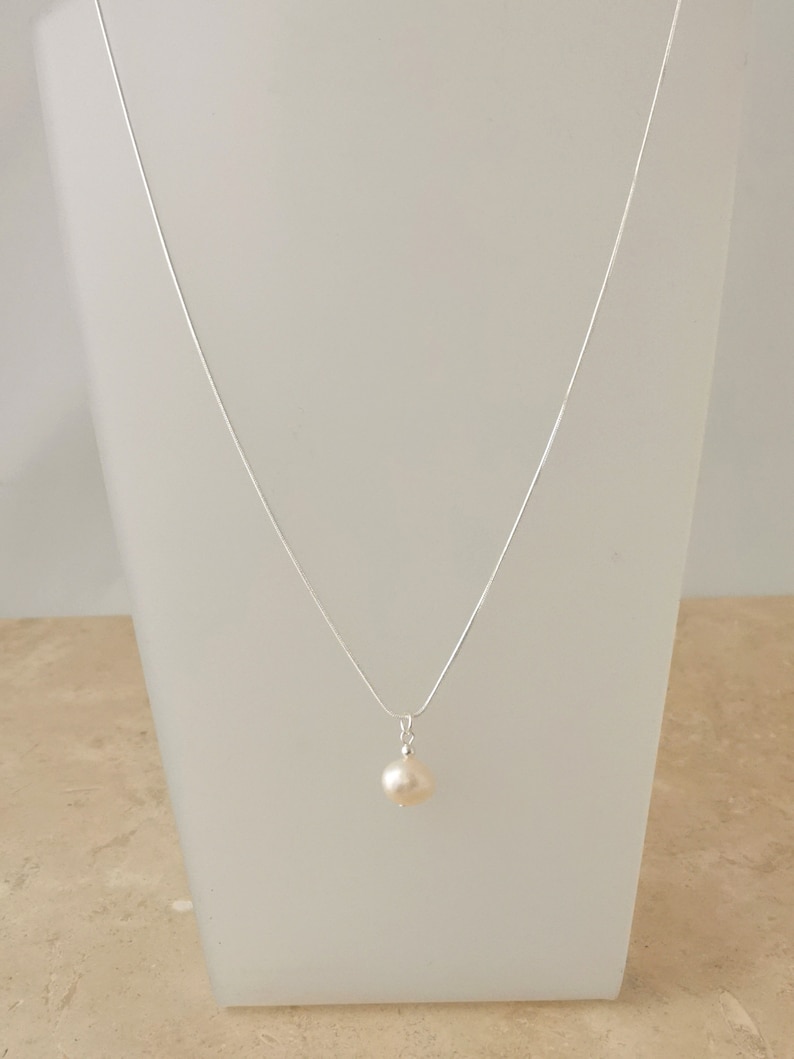 Simple single pearl necklace. Single pearl drop necklace. Etsy