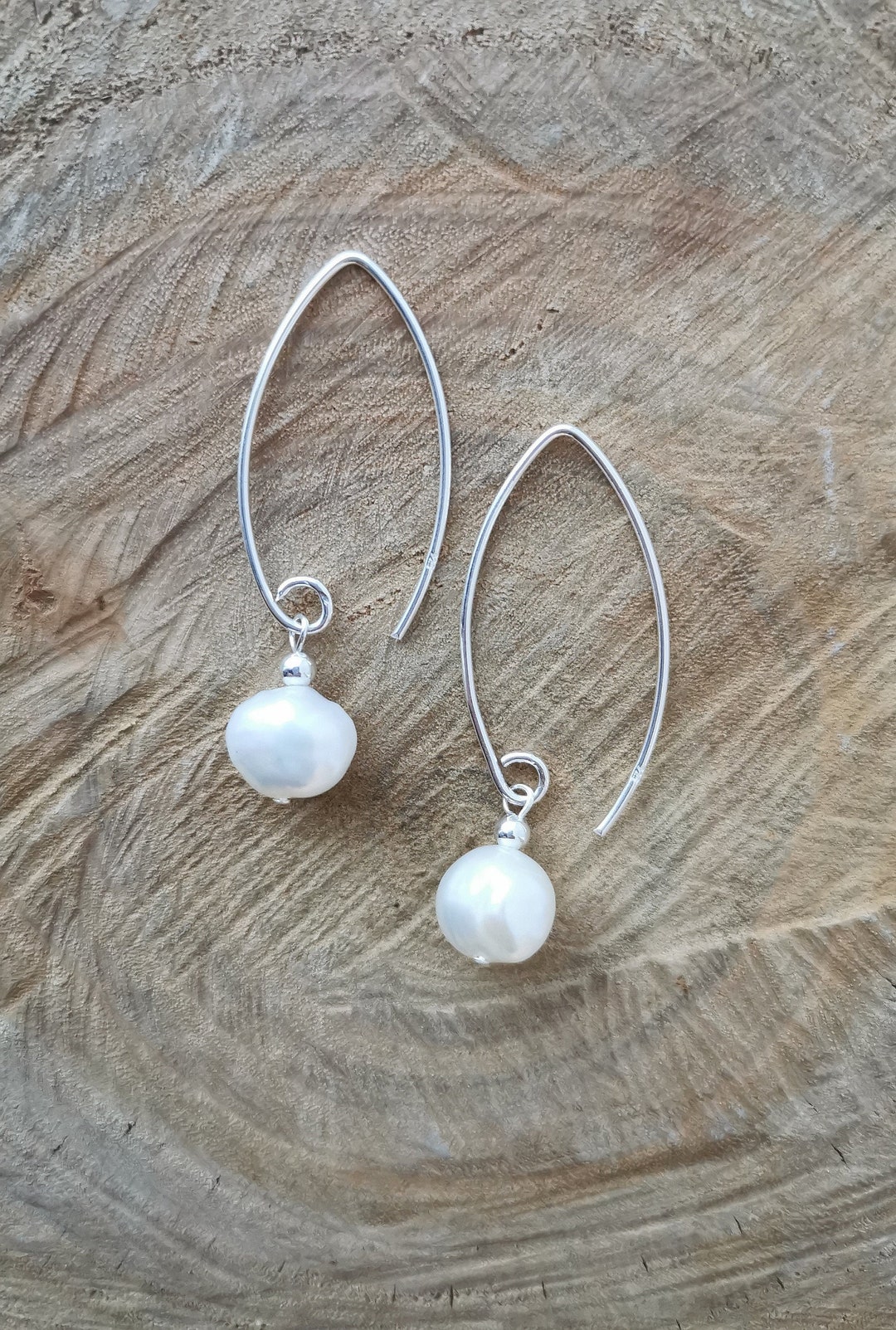 Boucles D'oreilles Argent Sterling Avec Perles Baroques Orange - Dormeuses, ROSEMIMOSA