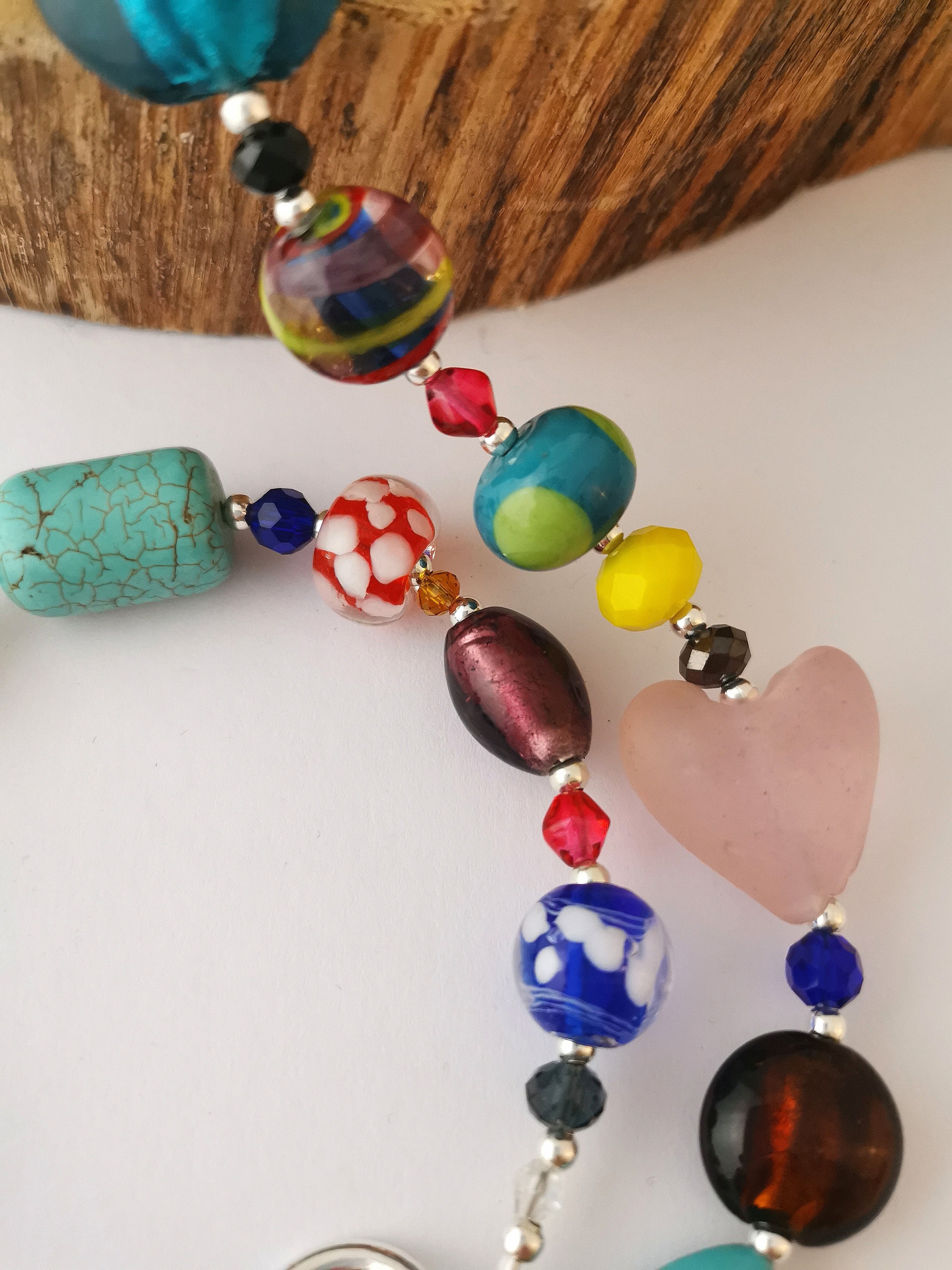 Funky Multi Colour Mixed Bead and Gemstone Necklace With