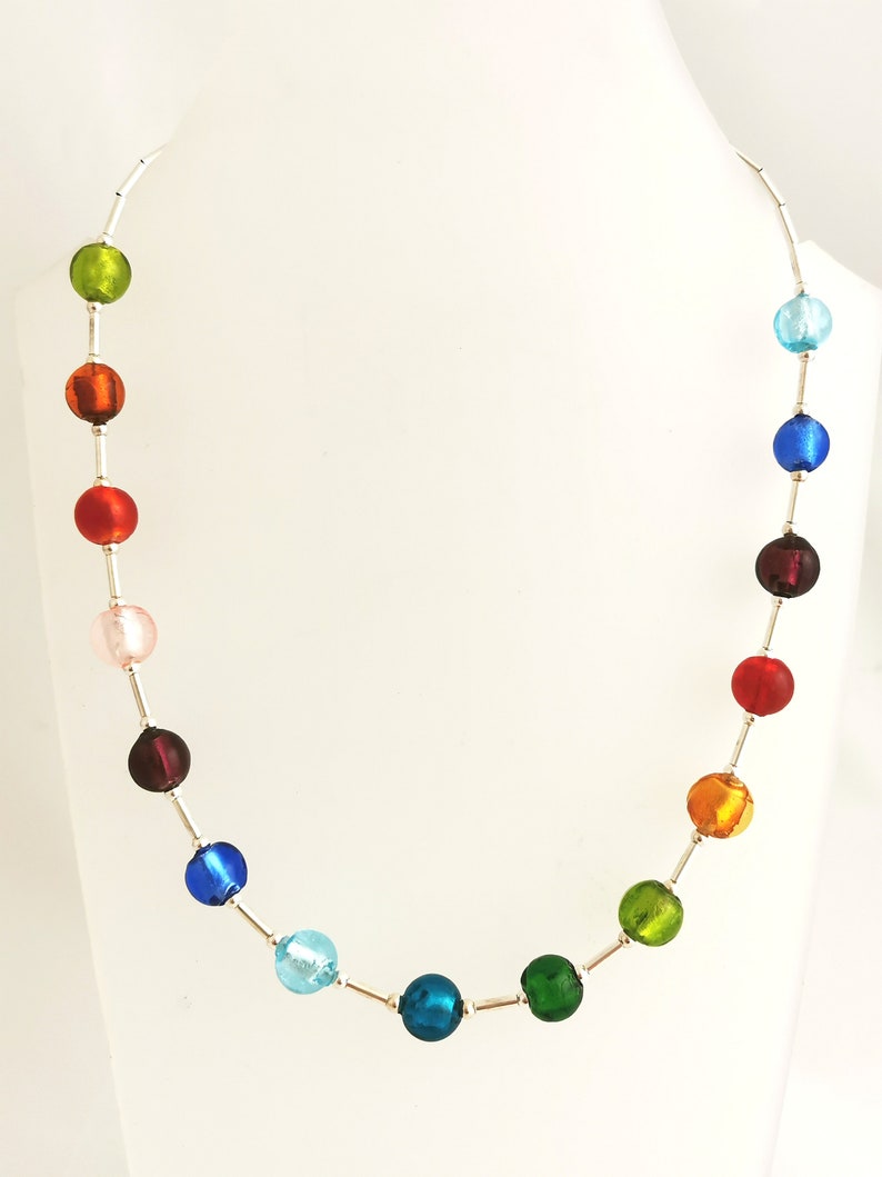 Rainbow glass necklace image 2