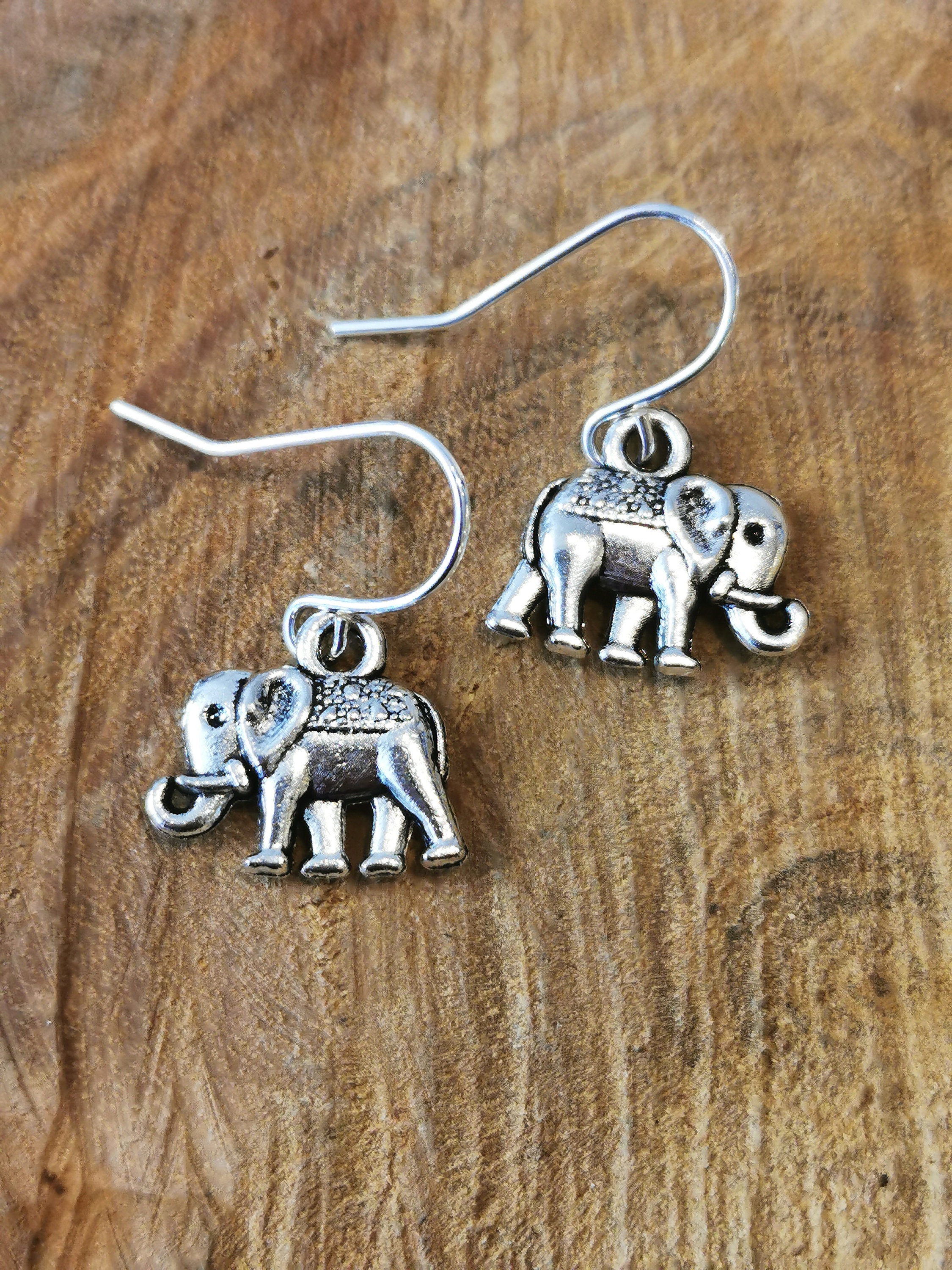 Boucles D'oreilles Pendantes Argentées – Éléphants En Acier Inoxydable – Cadeau Fille