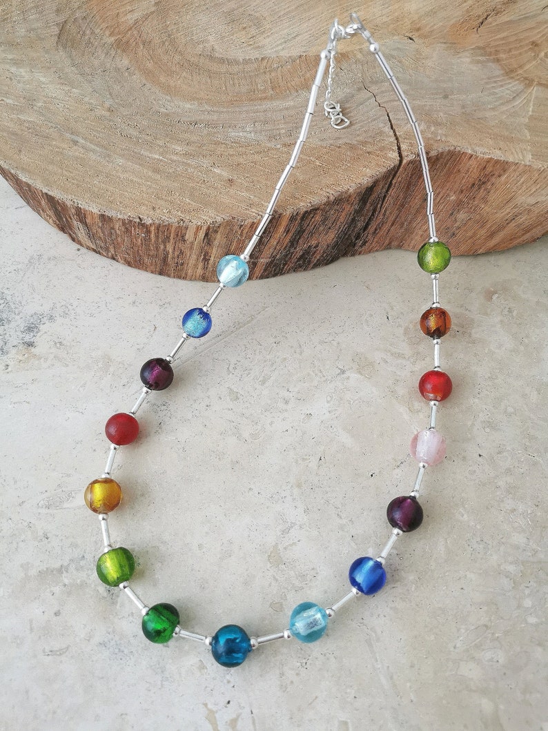 Rainbow glass necklace image 1