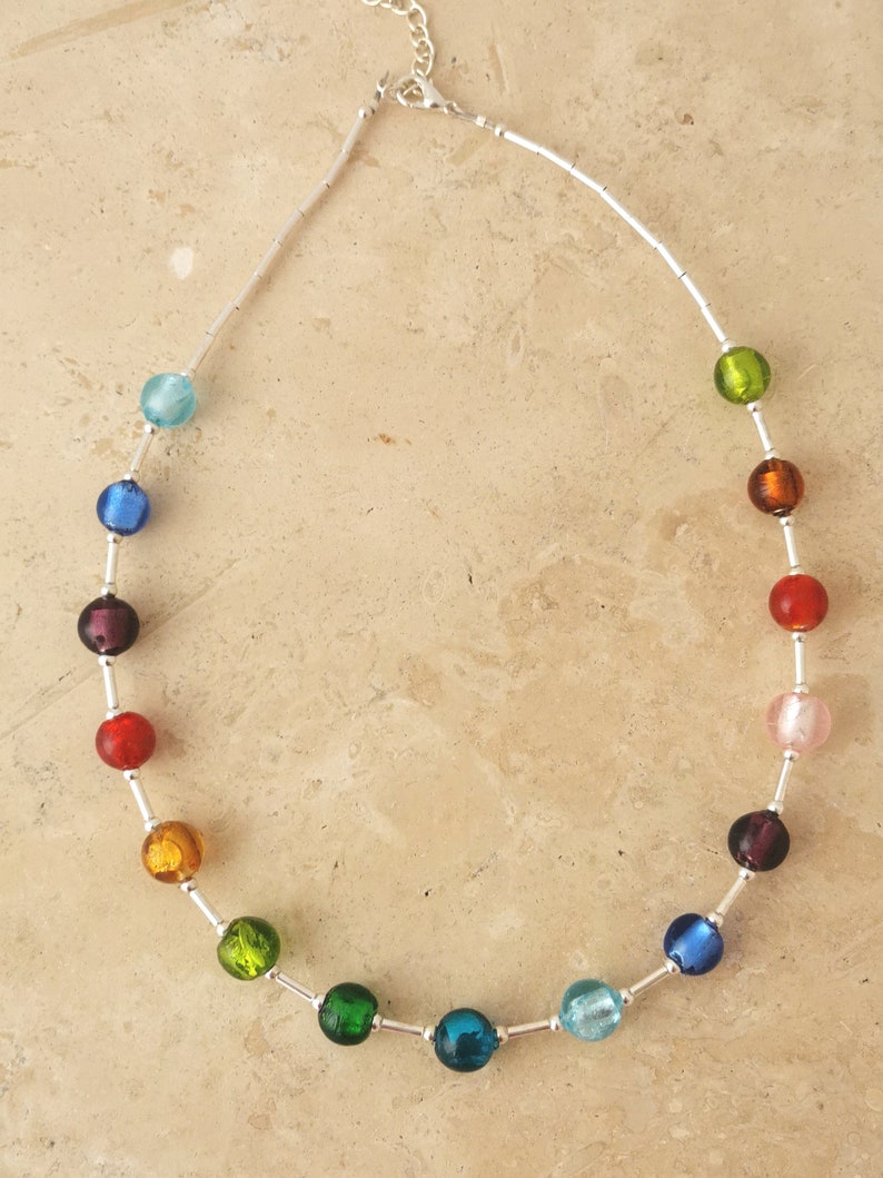 Rainbow glass necklace image 4