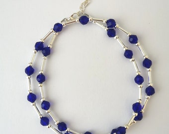Royal blue glass short necklace