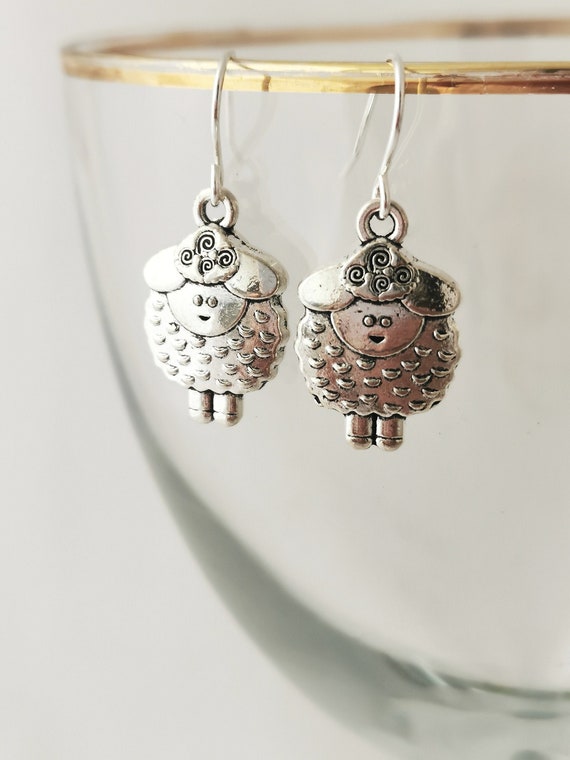Silver Sheep Earrings Silver Plated Sheep Earrings Nickel Free