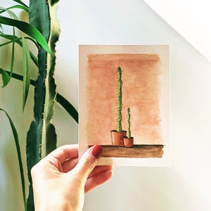 Cactus Blank Card - Southwestern Card - Boho Cactus Card - Midcentury Modern Print - Stationery - Watercolor Cactus - Hand Painted Card