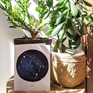 Gêmeos - Cartão do Zodíaco para impressão em branco - Pintado à mão - Cartão em branco - Cartão de astrologia - Cartão de aniversário - Cartão de felicitações - Download digital