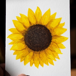 Sunflower Blank Card - Peint à la main - Téléchargement numérique imprimable - Carte de vœux - Carte de notes florales - Imprimé botanique - Papeterie d’été
