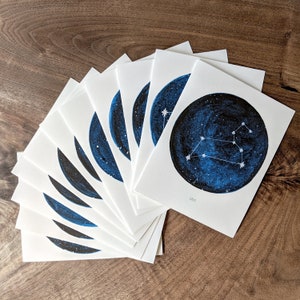Leone - Carta zodiacale stampabile vuota - Dipinta a mano - Carta vuota - Cartolina astrologica - Cartolina di compleanno - Biglietto di auguri - Download digitale