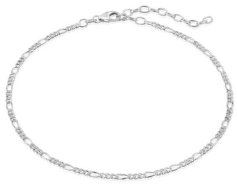 modabilé Damen Fußkette verstellbar 925er Sterling Silber Figarokette (23-28cm I 2,2mm breit) I Fußband 925 ohne Anhänger mit Geschenk-Etui