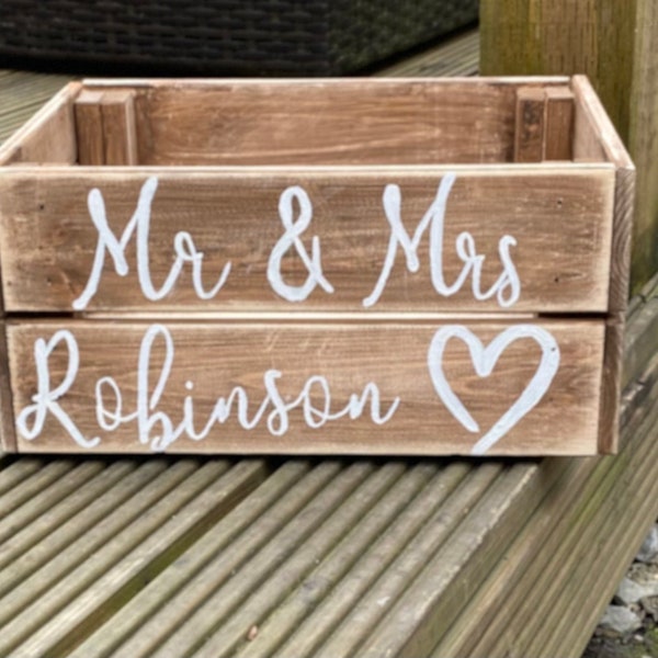 Personalised Wooden Crates, wedding gift,gift for newlyweds, wedding present, rustic vibe, gift idea, personalised gift, storage,