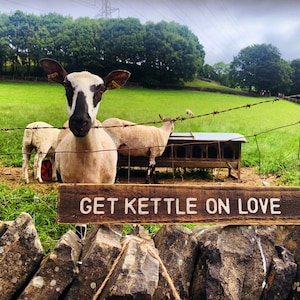 Get kettle on love - Wooden Kitchen sign, rustic, cottage decor, gift idea, custom made, kitchen decor, UK