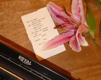 Custom Typewritten Poem • Letterpress Print on Cotton Paper • Love Letter, Anniversary Gift, Present, Timeless