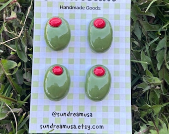 Handmade Olive Refrigerator Magnets - Martini Lover Gift