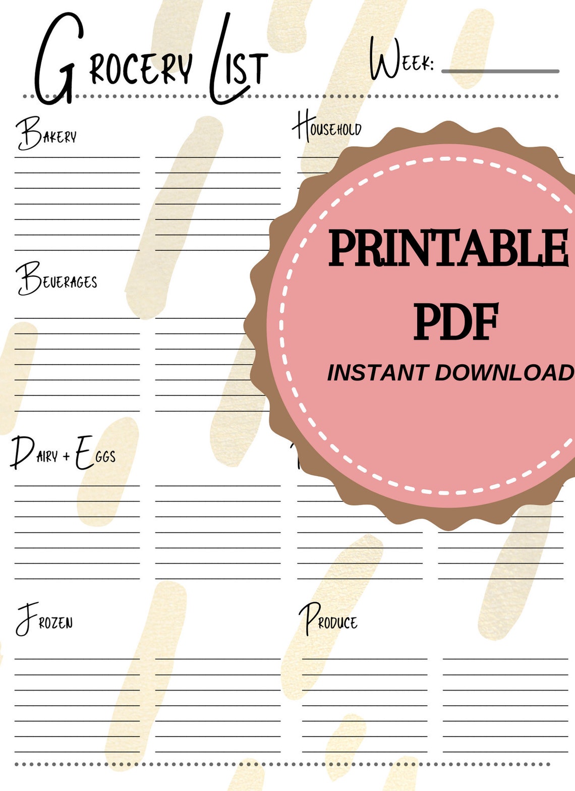 Grocery list printable grocery list printable grocery list etsy