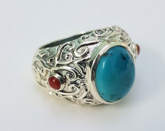 Turquoise ring in 925 Sterling silver ,Statement ring, Rings for women, Natural turquoise ring ,Gifts