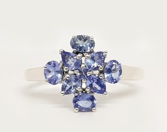 Tanzanite Cluster Ring: Sterling Silver Gemstone Jewelry