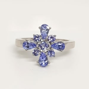 Natürlicher Tansanit Ring in 925 Sterling Silber