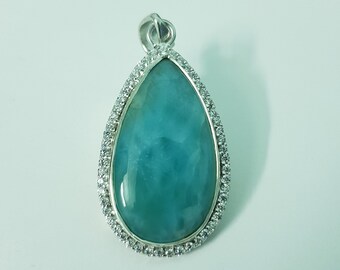 Larimar Pendant: 925 Sterling Silver Gemstone Necklace