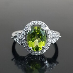 Oval Peridot Ring: Natural Green Gemstone, Sterling Silver, August Birthstone