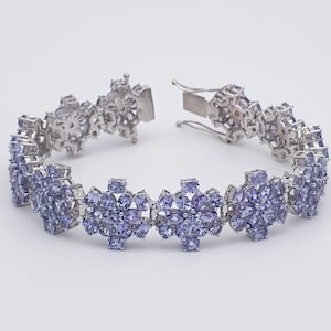 Natural Tanzanite Bracelet in 925 Sterling Silver, Wedding Jewelry, December Birthstone, Bridal Jewelry