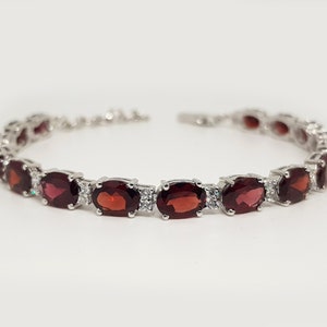 Natural Garnet Tennis Bracelet: 925 Sterling Silver, January Birthstone