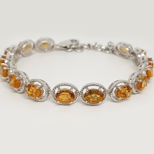 Natural Citrine Bracelet in 925 Sterling Silver , Citrine Tennis Bracelet, Citrine Jewelry, Bracelets for Women, Gift for Her