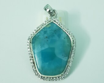 Larimar Pendant: 925 Sterling Silver Gemstone Necklace