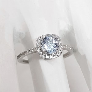 Aquamarine White Topaz Ring: 925 Sterling Silver Gemstone Ring