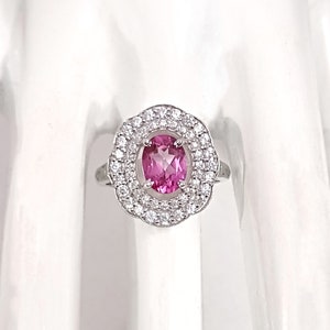 Genuine Pink Topaz ring in 925 sterling Silver for Women and girls , Topaz Gemstone Jewelry, Gift for her, Pink stone ring