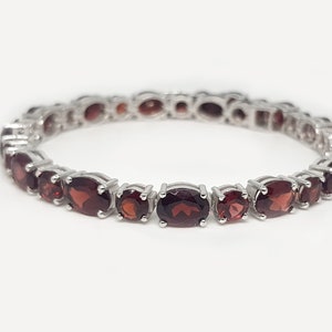 Oval Garnet Tennis Bracelet: 925 Sterling Silver, January Birthstone