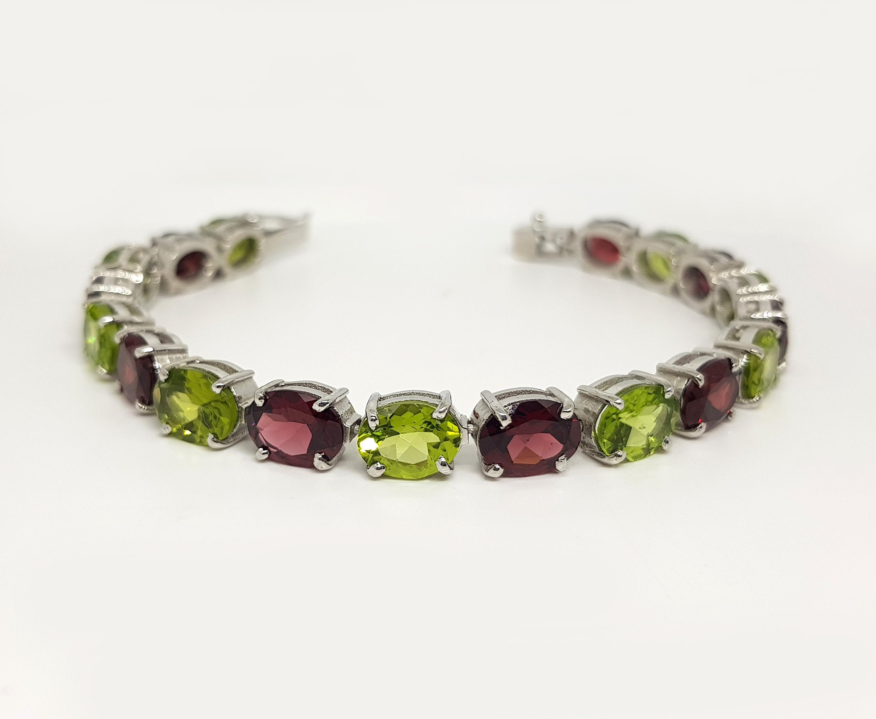 Natural Peridot Tennis Bracelet in 925 Sterling Silver Etsy