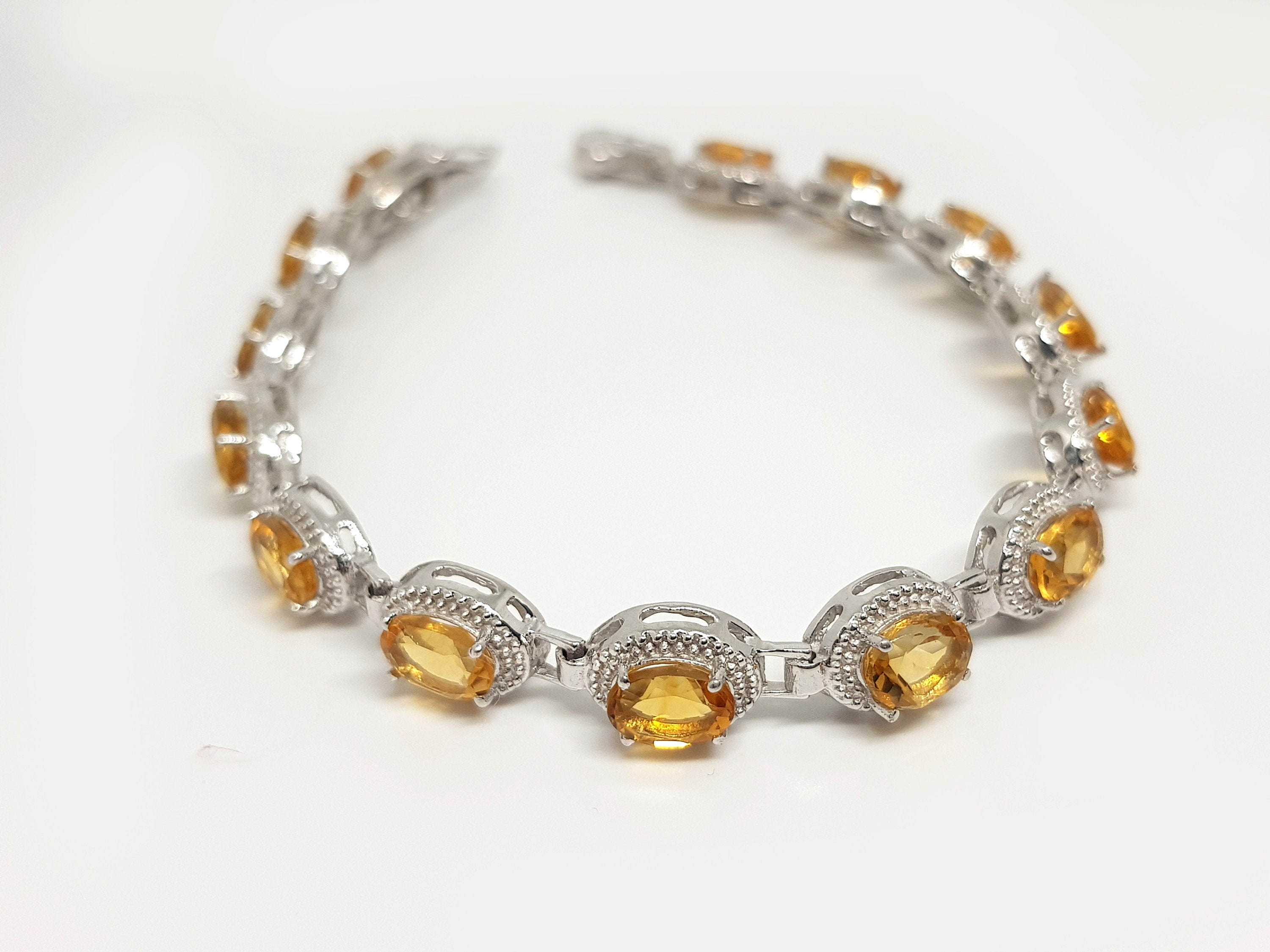 Natural Citrine Tennis Bracelet in 925 Sterling Silver for Etsy UK