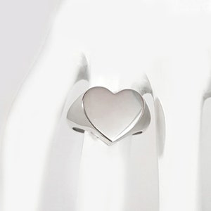 Handgemachter massiver Silberring aus 925 Sterlingsilber, klobiger Silberring in Herzform, Ring für Frauen und Mädchen, Statement-Ring, Geschenk für sie