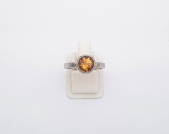 Anillo vintage de citrino en plata de ley 925 - Anillo llamativo - Regalo para ella - Joyería de citrino - Anillo de piedra preciosa