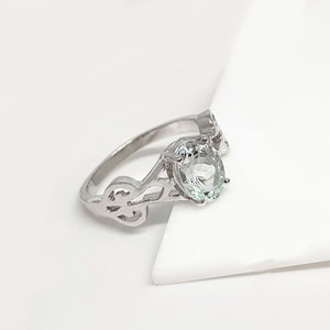 Oval Aquamarine Ring: 925 Sterling Silver Statement Ring