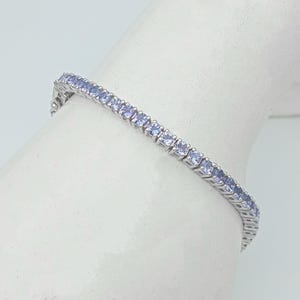 925 Sterling Silver Tanzanite Tennis Bracelet – Natural Gemstone Jewelry Gift for Her
