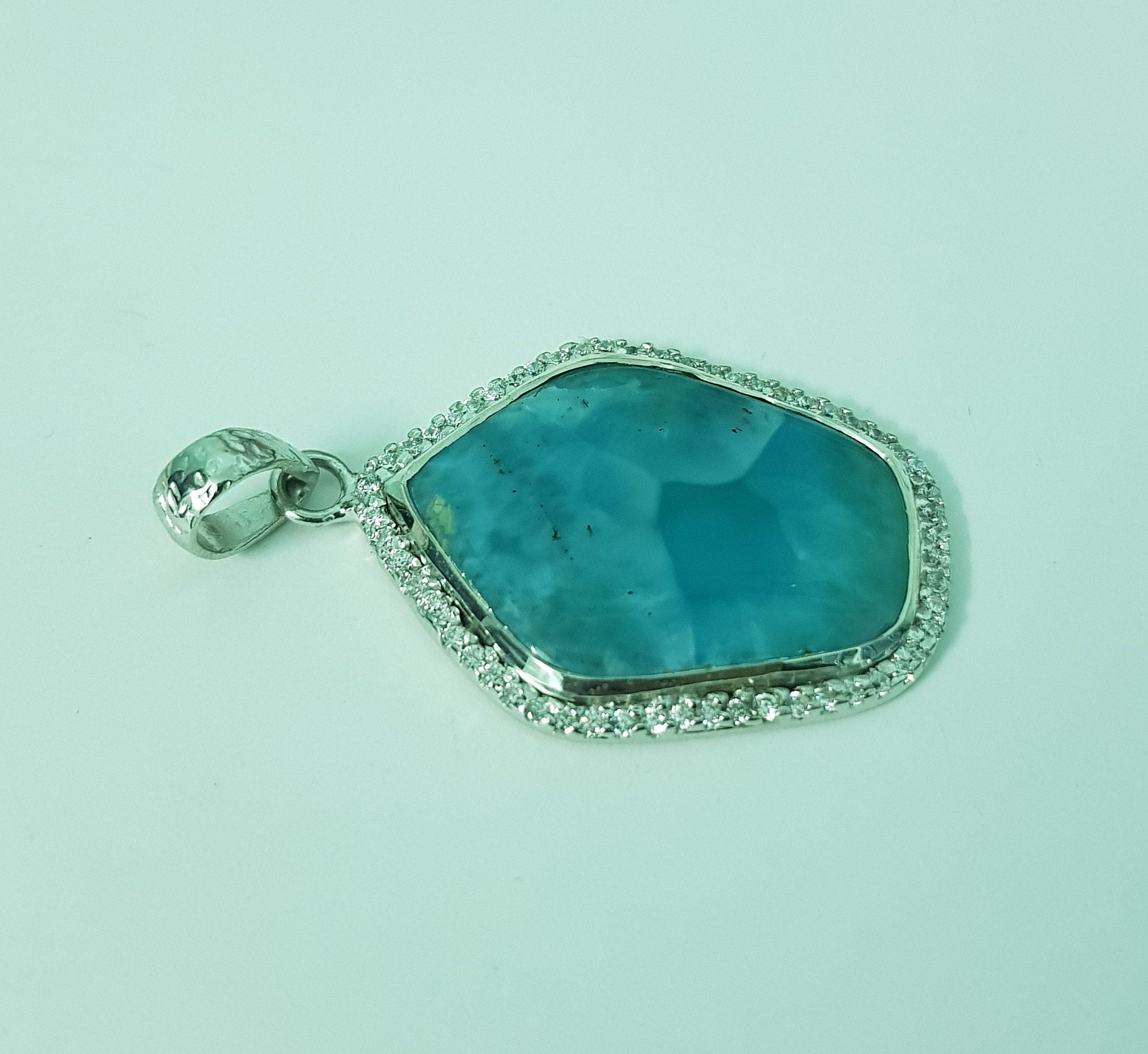 Larimar Pendant in 925 Sterling Silver Larimar Necklace Etsy UK