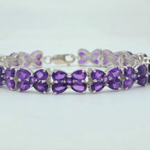 Pear Amethyst Sterling Silver Bracelet: February Birthstone Jewelry