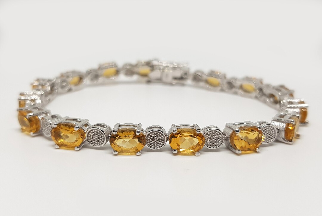 Natural Citrine Tennis Bracelet in 925 Sterling Silver, Natural Citrine Jewelry, Bracelets for