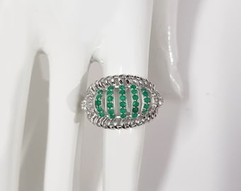 Natural Emerald Ring in 925 Sterling Silver, Genuine Emerald Gemstone-Gift for her-Emerald Jewelry-Rings For women